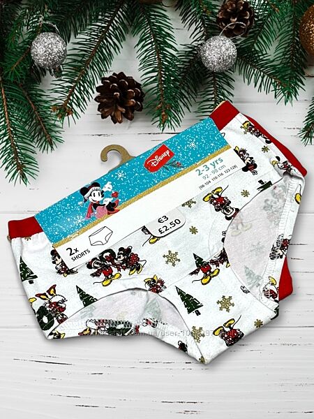 Набір 2 од. різдвяні бавовняні дітячи трусики disney Pepco. 2-3 роки.