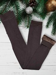 Лосини на хутрі, теплі зимові плюшеві легенси темний шоколад, Primark, S/M