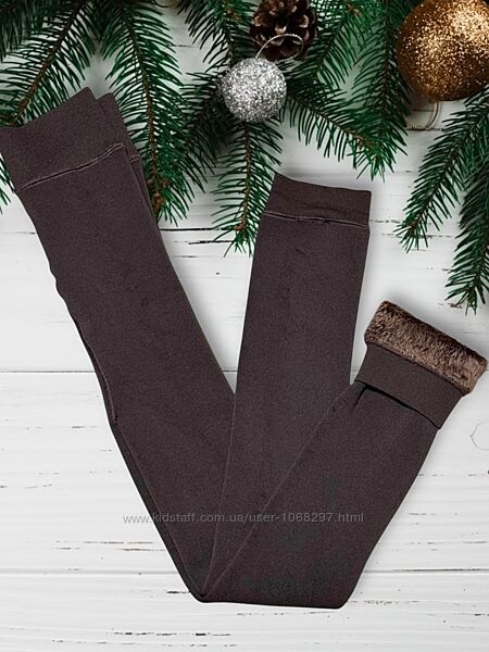 Лосини на хутрі, теплі зимові плюшеві легенси темний шоколад, Primark, S/M