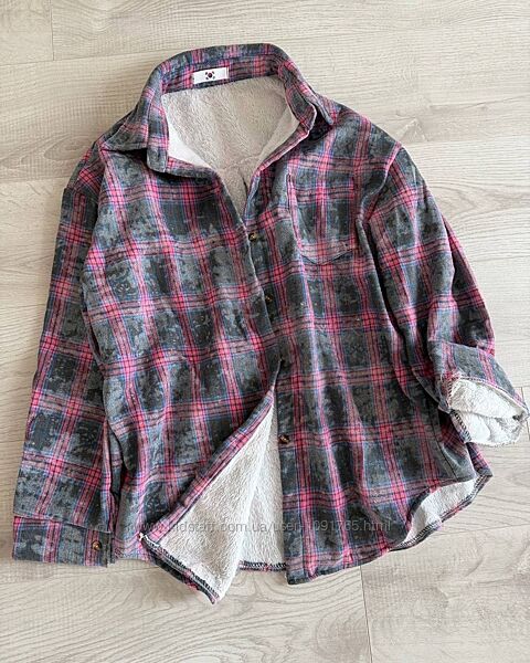 Сорочка в клітинку на хутрі