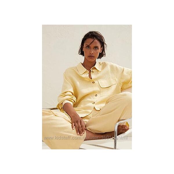 Лляна оверсайз сорочка колір butter yellow льняная оверсайз рубашка