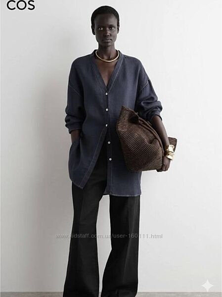 Cos нова колекція лляна обємна оверсайз сорочка льняная рубашка