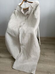 F&f linen шикарні прямі широкі лляні брюки штани льняные широкие прямые брю