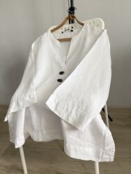 Zara біла лляна сорочка белая льняная рубашка