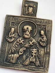 старовинна натільна ікона іконка Святого Миколи Чудотворця,