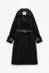 Шикарний тренч з люверсами zara, тренч зара, плащ, двобортний тренч