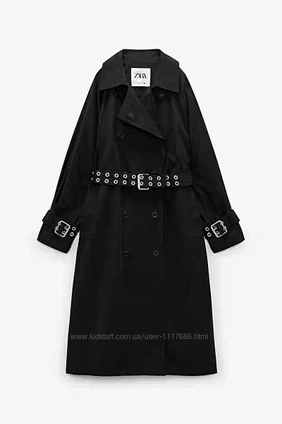 Шикарний тренч з люверсами zara, тренч зара, плащ, двобортний тренч