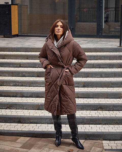 Зимова курточка шоколадного кольору, коричнева куртка, зимове пальто