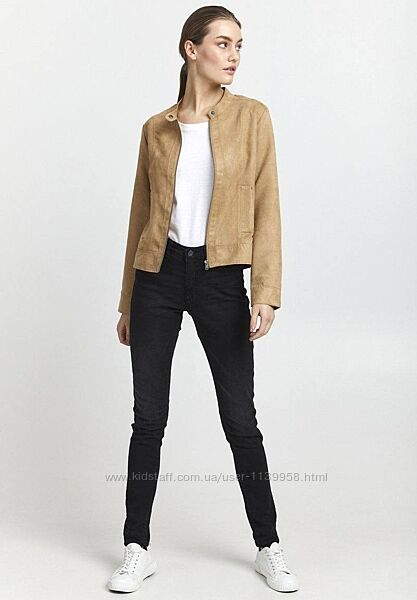 Демі куртка їз еко замші Oxmo в актуальному кольорі кемел 