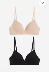 Арт.733 комплект бюстгальтерів жіночих чорнийбежевий без кісточок від h&m.