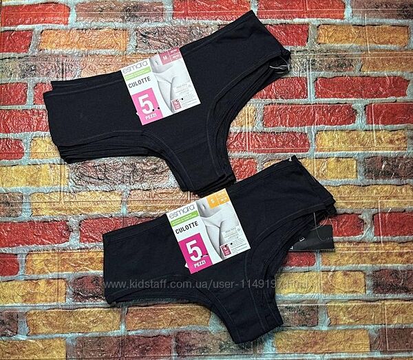 Арт.509 трусики жіночі бавовна чорні 5шт esmara.
