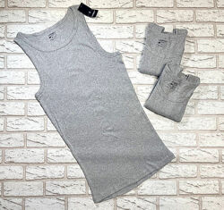 Майка чоловіча натільна білизна сіра в рубчик 3шт livergy.