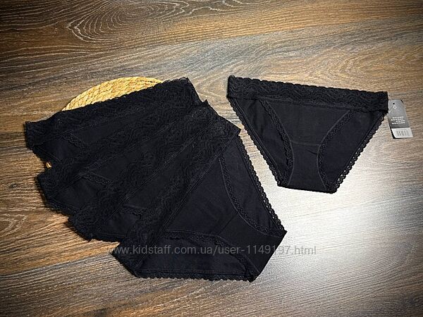 Труси жіночі 5шт чорні сліпи з мереживом esmara.