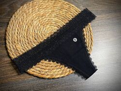 Труси жіночі чорні стринги бавовняні esmara.