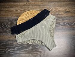 Арт. 1319 жіночі трусики котонові з мереживом бразиліанки 2шт від c&a.