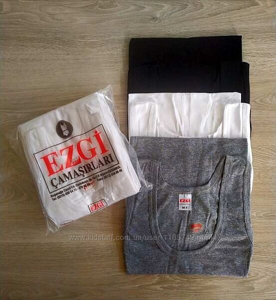 Майка чоловіча бавовна білий сірий чорний Ezgi Туреччина