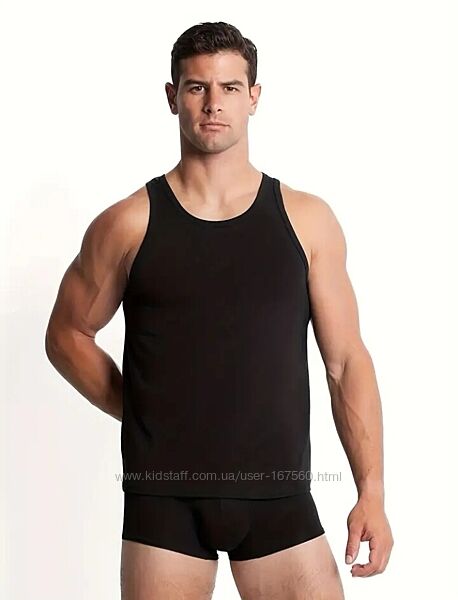 Чоловіча натільна бавовняна чорна майка р. L мужская майка хлопок