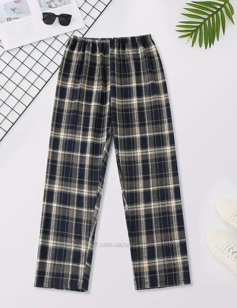 Піжамні чоловічі фланелеві домашні штани р. L теплі брюки пижама