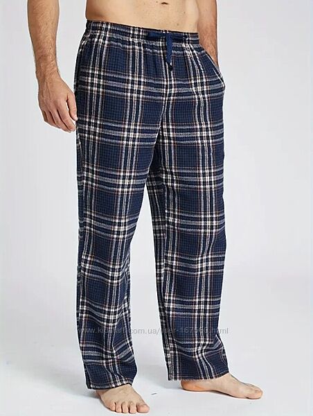 Теплі піжамні чоловічі бавовняні фланелеві штани L мужские теплые домашние