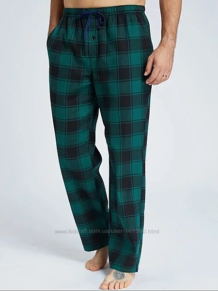 Теплі піжамні чоловічі бавовняні фланелеві штани L мужские теплые домашние