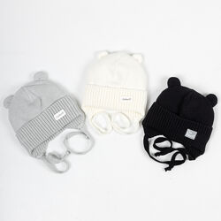 Дитяча вязана шапка зимова шапочка з вушками шерсть меринос 38 40 42 44 46