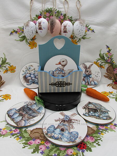 Комплект підставок під чашки, склянки, келихи, Великодній