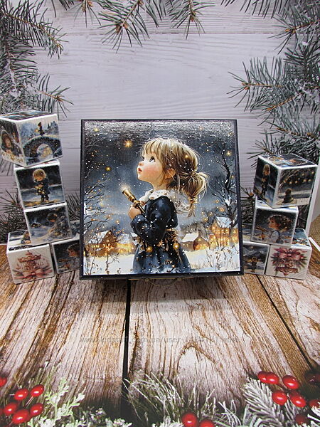 Деревяний набір кубиків Різдвяне небо.