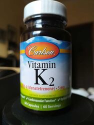 Carlson, вітамін K2, MK-4, 5 мг, 60 капсул 