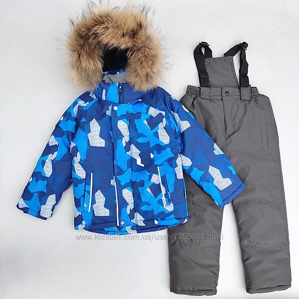 Дитячий зимовий комбінезон хлопчика комплект куртка напівкомбінезон термо