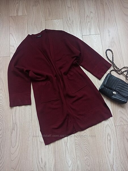 Подовжений бордовий кардиган, L-XL