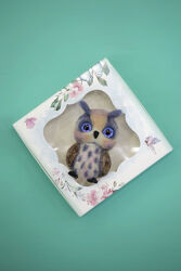 Брошь из шерсти совенок