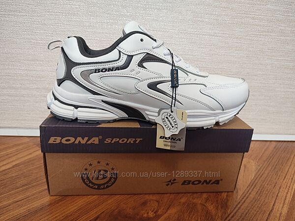 Кроссовки мужские белые кожаные Bona 961A 