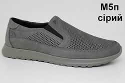 Мужские летние туфли  Clubshoes серые с перфорацией на резинке 