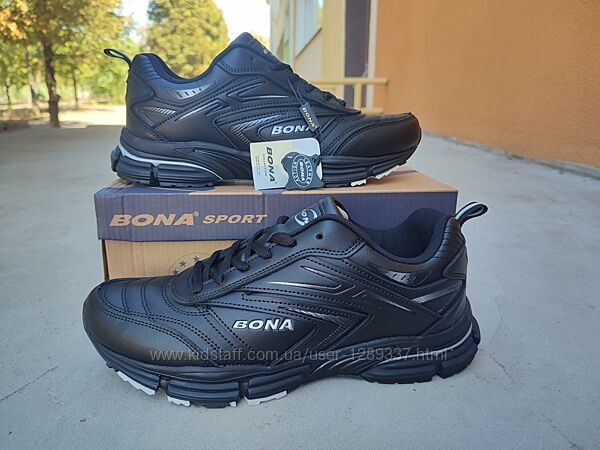 Кроссовки мужские Bona 952C кожаные черные