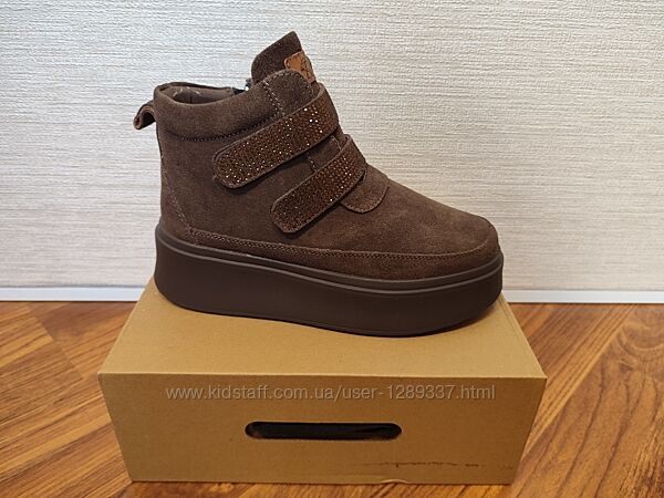 Черевики жіночі PLPS зимові шкіряні з липучками і блискавкою Коричневі