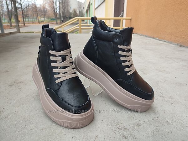 Черевики жіночі ITTS зимові шкіряні чорні 