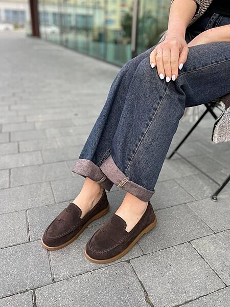 Балетки жіночі EDAN 341 шоколадні весна-осінь, замша натуральна 5795