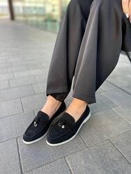 Лофери жіночі Mermaid Б-1 чорні весна-осінь, замша натуральна 5784