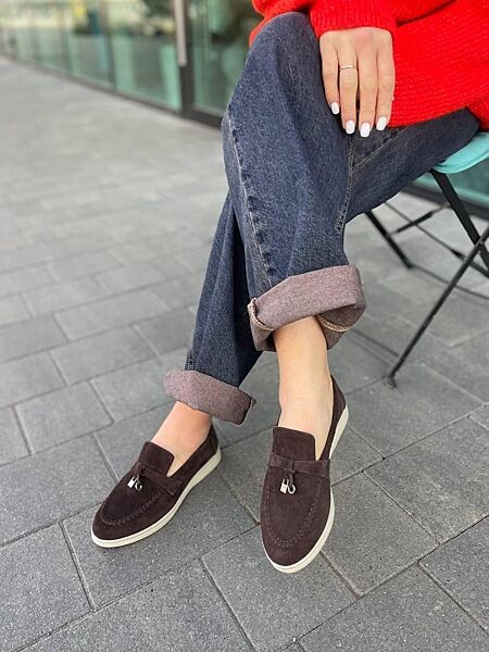 Лофери жіночі ALLSY 340-3041-36C коричневі весна-осінь, замша натуральна 5781