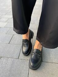 Лофери жіночі PLPS R035-1 чорні весна-осінь, шкіра натуральна 5612