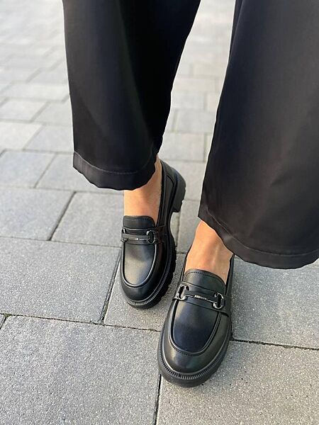 Лофери жіночі PLPS R035-1 чорні весна-осінь, шкіра натуральна 5612