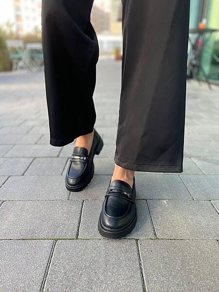 Лофери жіночі PLPS R033-1 чорні весна-осінь, шкіра натуральна 5613