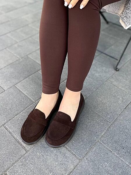 Лофери жіночі MOD GAR 9864 шоколадні весна-осінь, замша натуральна 5787