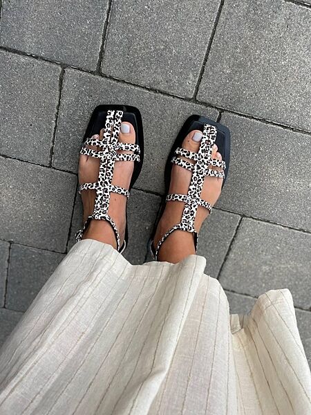 Босоніжки жіночі Notta bene BS-0124 лео/світлий літо, шкіра натуральна 5563