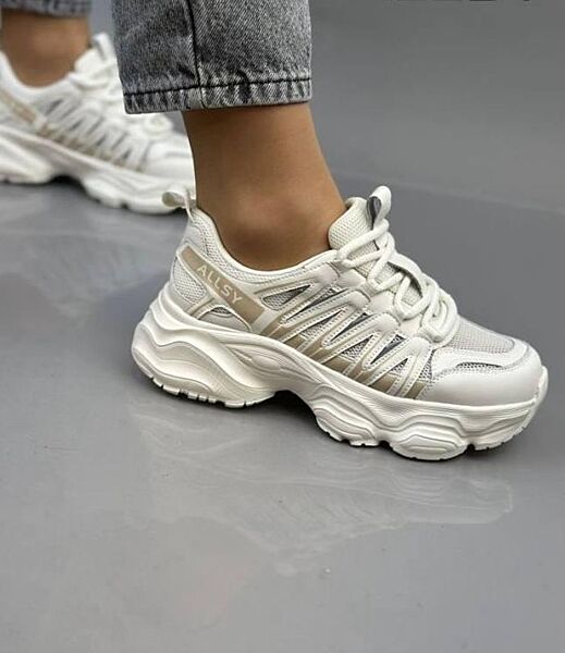 Кросівки жіночі ALLSY 25126-5 білі весна-осінь, шкіра натурал. сітка 5799
