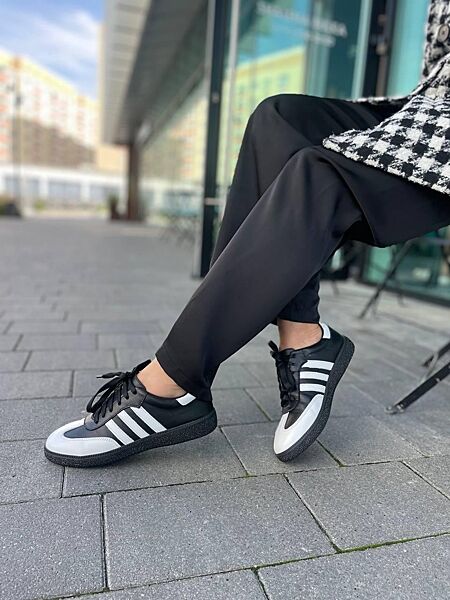 Кеди жіночі Roberto netti 3021 біло/чорні весна-осінь, шкіра натуральна 5600