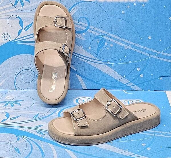 Шльопанці жіночі Соната Жасмін бежеві літо, замша натуральна 5887