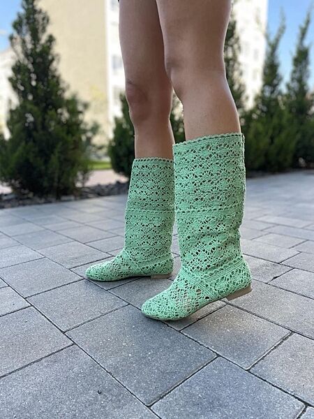 Чоботи жіночі No brend Сітка салатові літо, сітка 5842