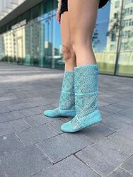 Чоботи жіночі No brend Сітка блакитні літо, сітка 5843