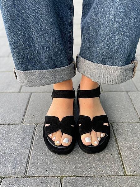 Босоніжки жіночі Соната Люба чорні літо, замша натуральна 5922